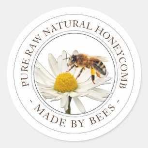 Etiqueta Realista Editável de Bee Honeycomb