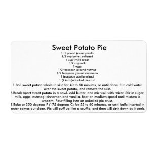 Etiqueta Receita da torta da batata doce