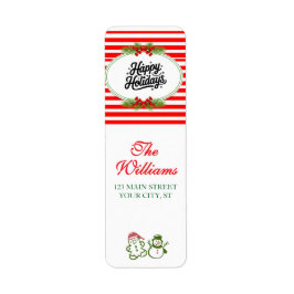 Etiqueta Red and White Happy Holiday Return Address Label
