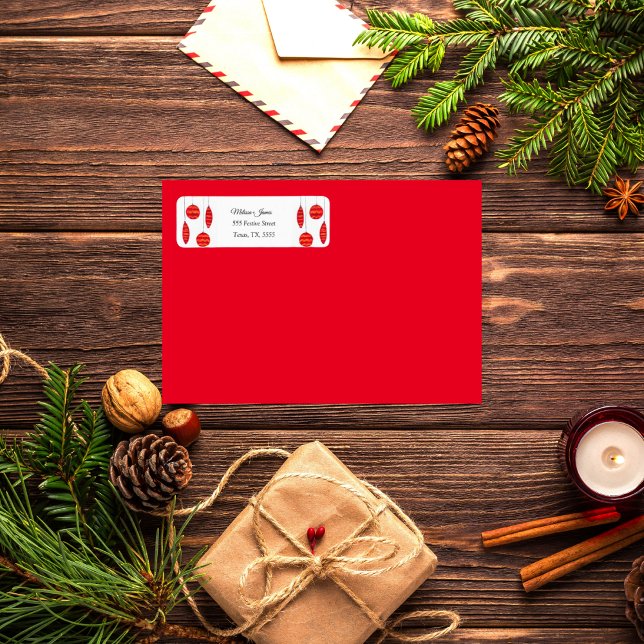 Etiqueta Red Bauble Festivos Casamento da Neve de inverno (Criador carregado)