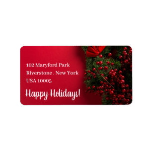 Etiqueta Red Berries & Mistletoe, Natal