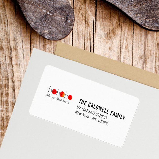 Etiqueta Red & Black Ho Ho Natal Divertido (Ho Ho Ho Christmas Return Address Label)