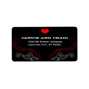 Etiqueta Red & Black Rock 'n' Roll Music Themed Weding