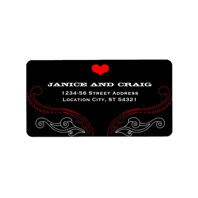 Etiqueta Red & Black Rock 'n' Roll Music Themed Weding (Frente)