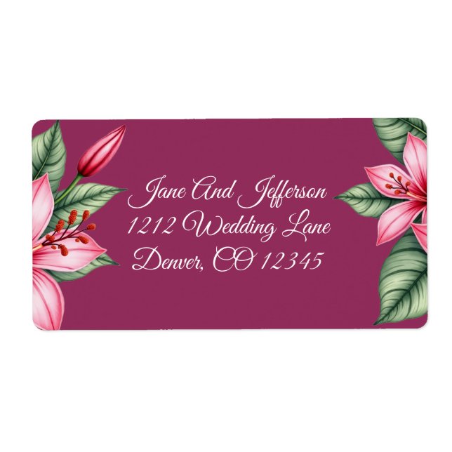 Etiqueta Red Blush Pink Floral (Frente)