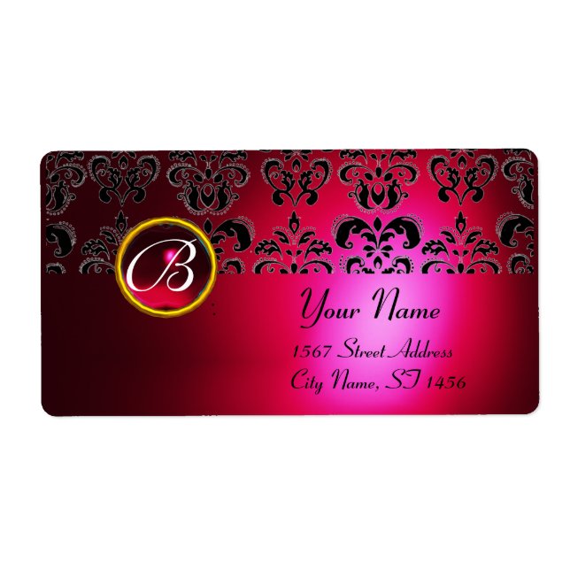 ETIQUETA RED BURGUNDY BLACK MONOGRAM, RUBY (Frente)