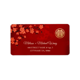 Etiqueta Red Cherry Blossom | Casamento chinês