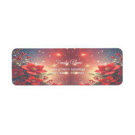 Etiqueta Red Christmas Floral Return Address Label