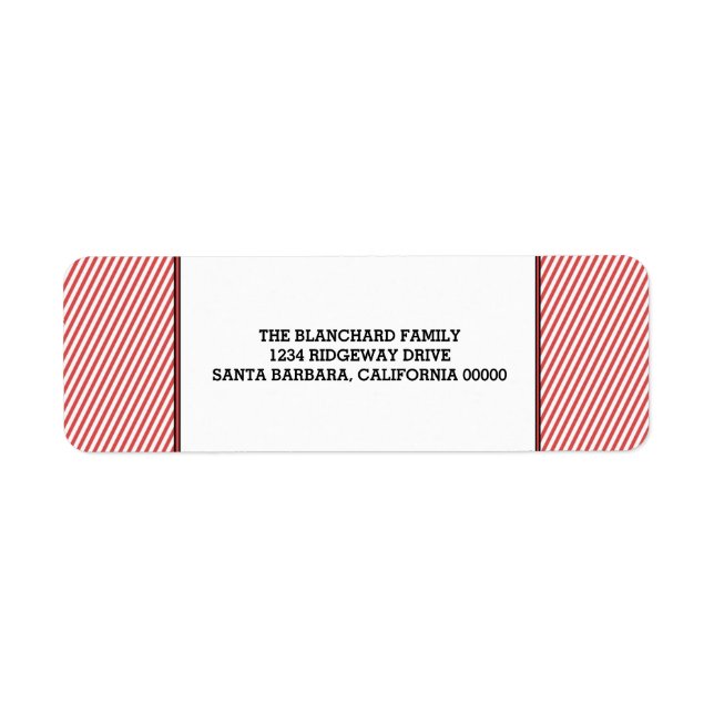 Etiqueta Red Diagonal Festive Stripes Holiday (Frente)