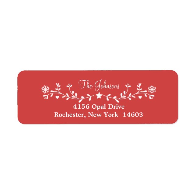 Etiqueta Red Folk Christmas Cheer (Frente)