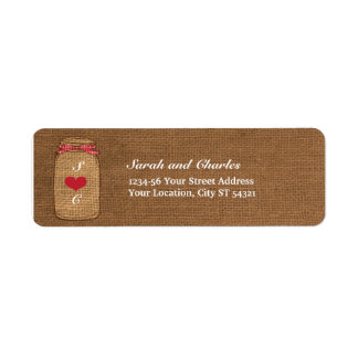 Etiqueta Red Gingham & Burlap Mason Jar Return Endereço