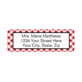 Etiqueta Red Gingham Check Address Labs