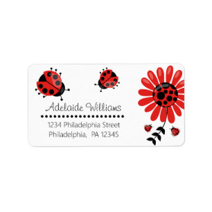 Etiqueta Red Ladybug Cute Moderno Personalizado