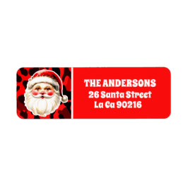 Etiqueta Red Leopardo Imprime Retro Papai Noel Natal