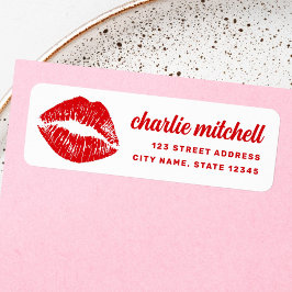 Etiqueta Red lipstick mark retro return address