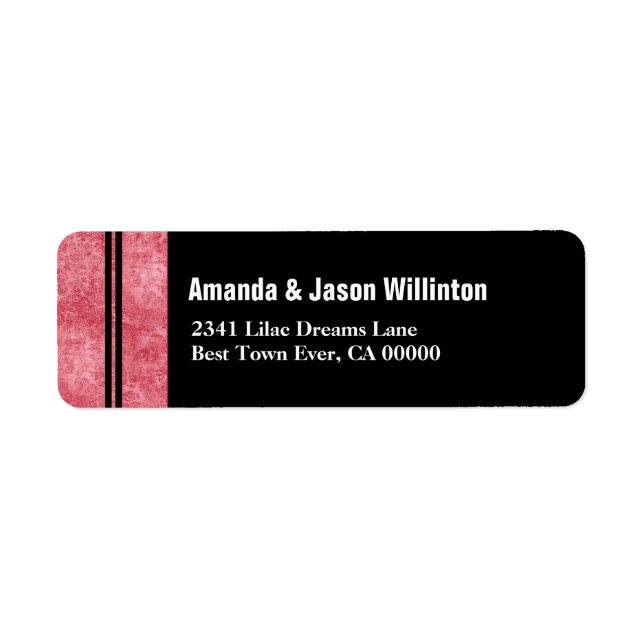 Etiqueta Red Marble e Black Striped Modern Wedding V01 (Frente)