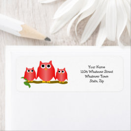 Etiqueta Red Owls Design Return Address