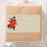 Etiqueta Red Poinsettia Christmas Holiday Shipping Label<br><div class="desc">Make your holiday package mailing easier with this festive shipping label featuring a warm greige background a bold red poinsettia,  green pine branches,  leaves and sweet little white blossoms for a fun but traditional take on the classic Christmas motif.</div>