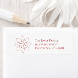 Etiqueta Red Poinsettia Christmas Return Address Label