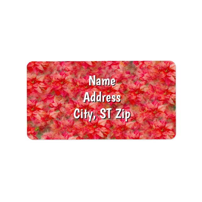 Etiqueta Red Poinsettia Flower Art Personal Address Label (Frente)