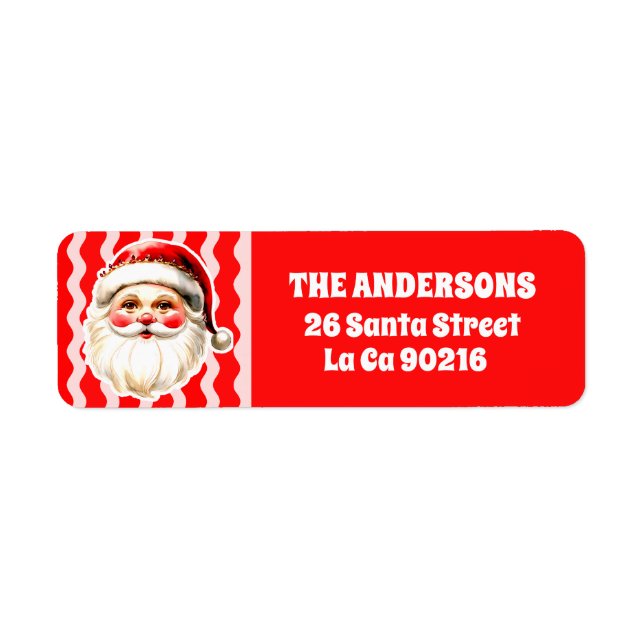 Etiqueta Red Retro Santa Claus Ric Natal (Frente)