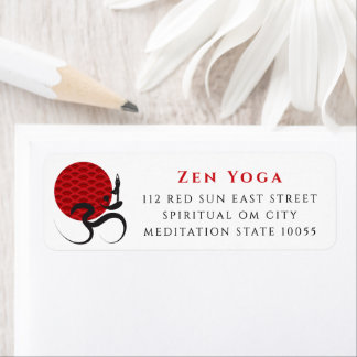 Etiqueta Red Sun Zen Yoga Espiritual Om Brussel Caligrafia
