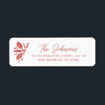 Etiqueta Red Vintage Holly Christmas Holiday Endereço de de<br><div class="desc">Apresentando nossos colchões originalmente desenhados à mão com um sentimento de safra em vermelho. Todas as cores são personalizáveis com a ferramenta de edição.</div>