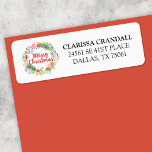 Etiqueta Red White Christmas Floral Wreath Return Endereço<br><div class="desc">Etiqueta de endereço de wreath Floral de Natal. Personalize-o para os envelopes de Natal com seu nome e endereço. Projetado para você pelo Blackberry Boulevard.</div>