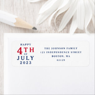 Etiqueta Red White E Blue Happy 4 De Julho