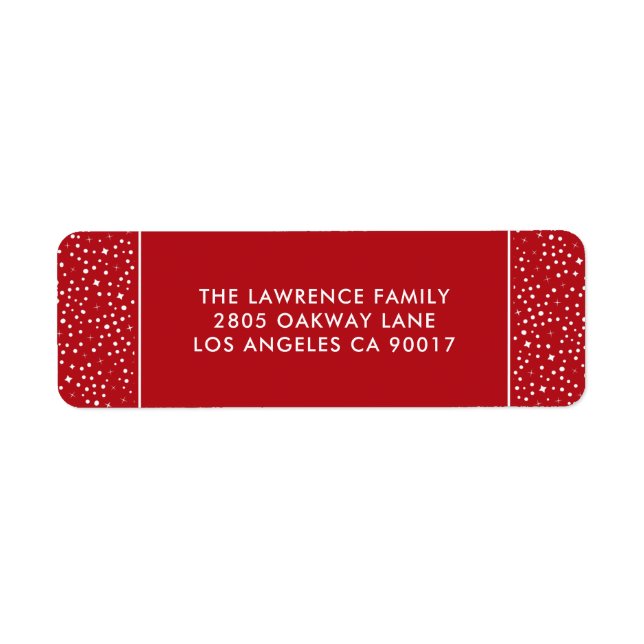 Etiqueta Red White Stars Snow Natal Endereço (Frente)