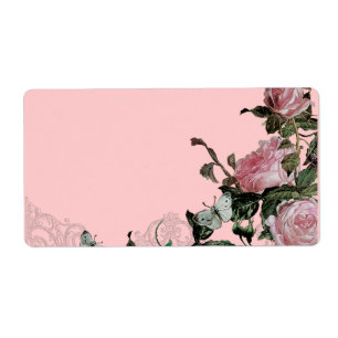 Etiqueta Redemoinhos cor-de-rosa da borboleta dos rosas do