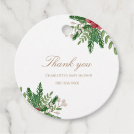 Etiqueta redonda Chá de fraldas vermelho