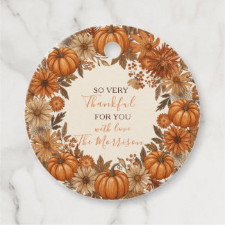 Etiqueta Redonda de Favor para o Friendsgiving com
