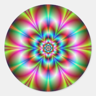 Etiqueta redonda de flower power