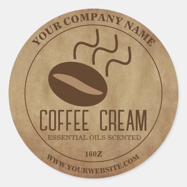 Etiqueta redonda de textura castanha personalizada (Frente)