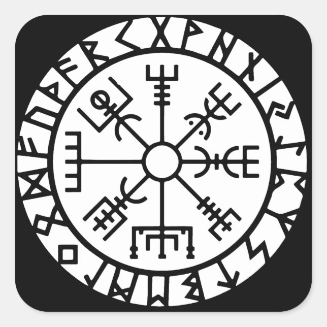 Etiqueta redonda de Vegvisir (compasso de Viking) (Frente)