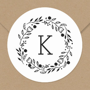 Etiqueta redonda do monograma irrisório da