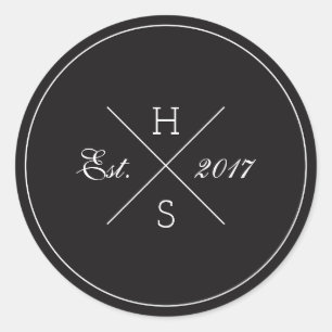 Etiqueta redonda do monograma transversal