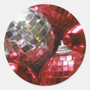 Etiqueta redonda dos Baubles vermelhos