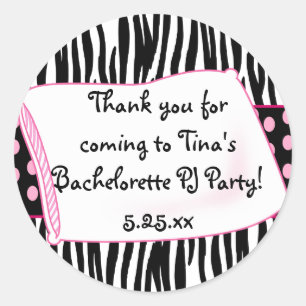 Etiqueta redonda dos rosa do partido de pijama