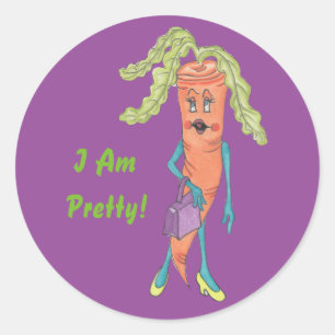 Etiqueta redonda lustrosa de Cara da cenoura