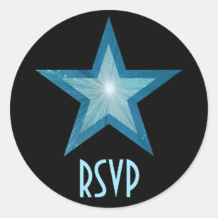 Etiqueta redonda RSVP Blue Star preta
