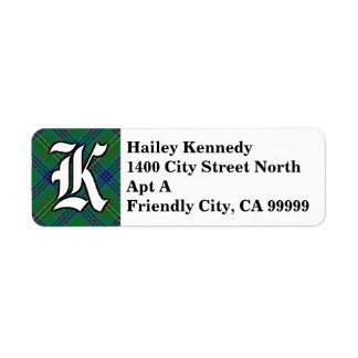 Etiqueta Regal Clan Kennedy Tartan Monograma