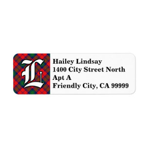 Etiqueta Regal Clan Lindsay Tartan Monograma