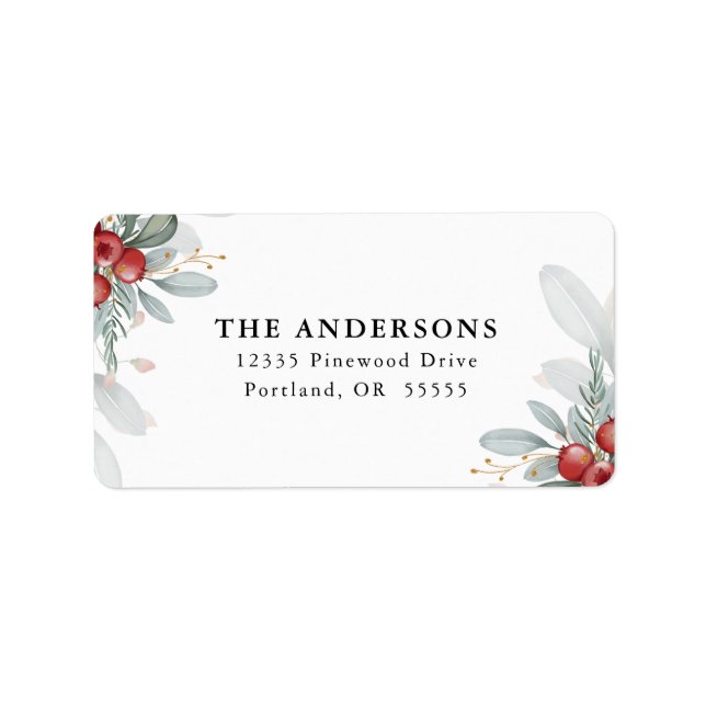 Etiqueta Regresso Elegante de Natal e Berries (Frente)