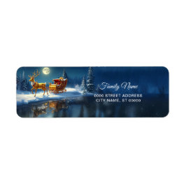 Etiqueta Reindeer Christmas Sleigh Return Address Label