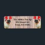 Etiqueta Reindeer Pug Cute Christmas<br><div class="desc">Rena Pug Cute Christmas label</div>