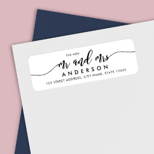 Etiqueta Relaxe Script The New Mr and Mrs Return Address