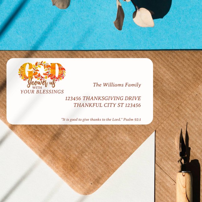 Etiqueta Religious Thanksgiving Dinner Faith Bible Quote (Religious Thanksgiving Dinner Faith Bible Quote Label)