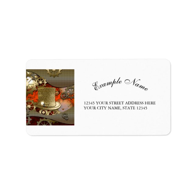 Etiqueta Relógios e engrenagens de bruxa-boi (Frente)